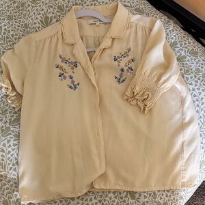 Floral Embroidered Cream Blouse